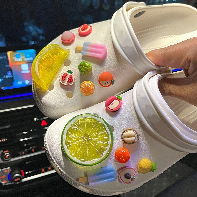 1 комплект, новый 3D набор подвесок для обуви с фруктами, летние освежающие лимонные усовершенствованные украшения для обуви, сделай сам, съемная пряжка, аксессуары для обуви