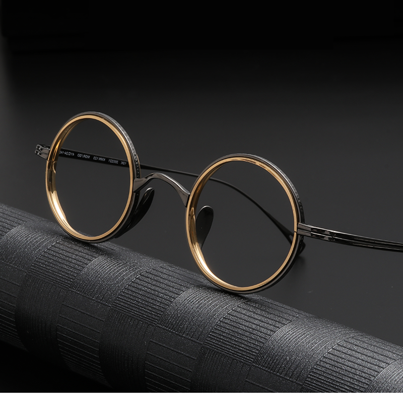 Kacamata Pria Bulat Retro Titanium Murni Bingkai Kacamata Antik Kualitas Tinggi Bingkai Kacamata Desain Merek Jepang Wanita