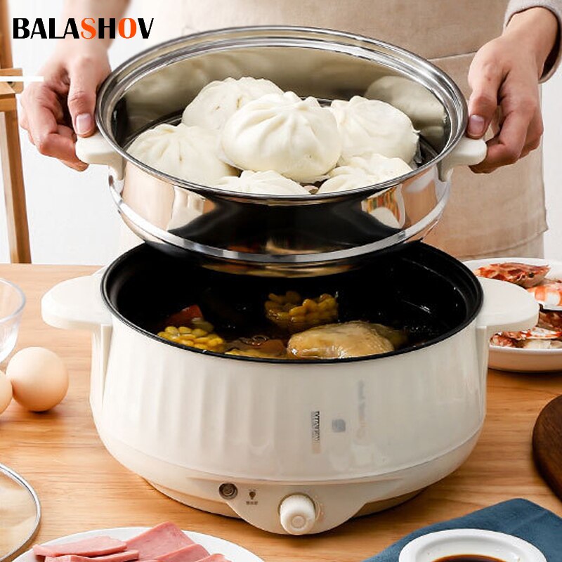220vマルチクッカーシングル/ダブルレイヤー電気ポット1-2人家庭用ノンスティックパン鍋炊飯器調理器具