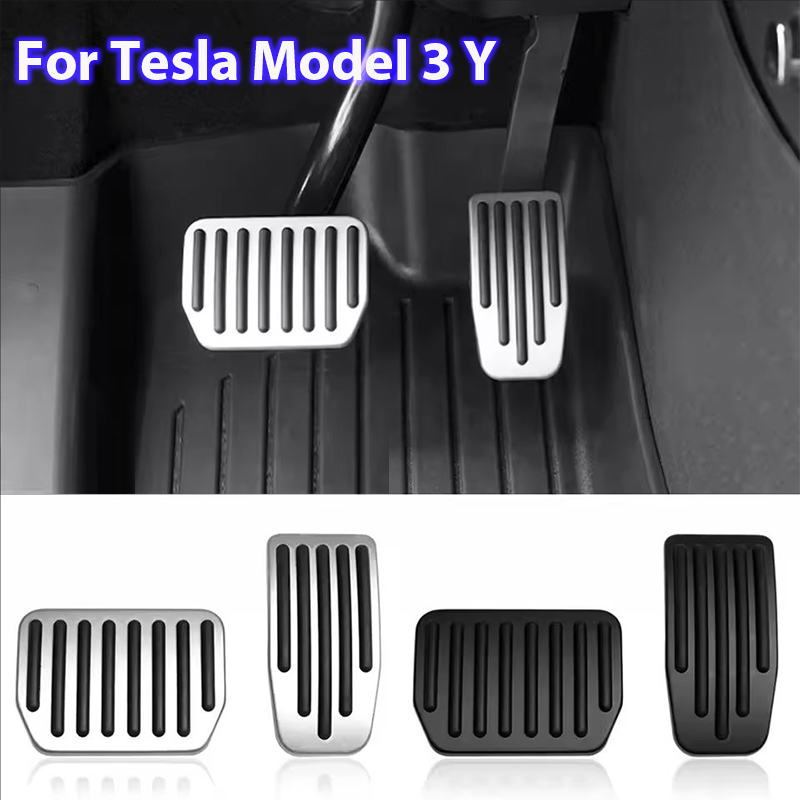 MOBIDEA pour Tesla modèle Y Juniper 2025 plaquettes de pédale en aluminium améliorées • tapis d'accélérateur/frein/repose antidérapants