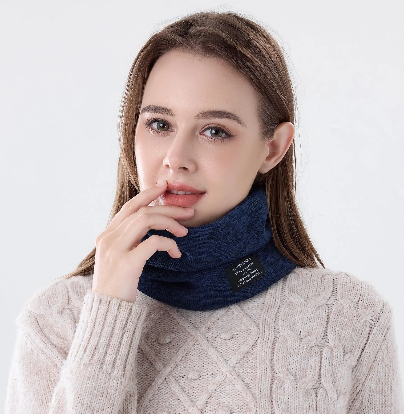Cachecol de polaina de pescoço de inverno para homens e mulheres, tie-dye elegante e forro de lã para esqui e caminhadas ao ar livre
