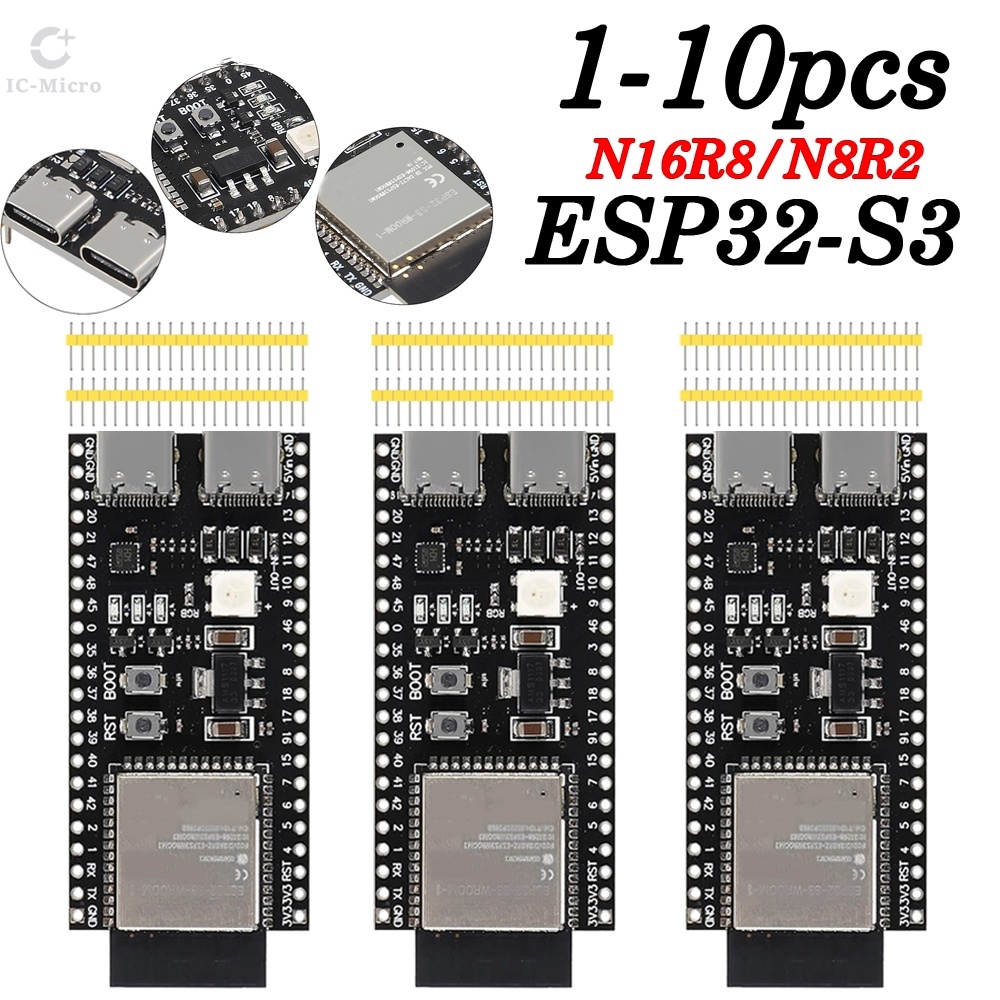 1-10PCESP32-S3-DevKitC-1 ESP32-S3 WiFi Bluetooth-compatible BLE 5.0 Mesh Development Board ESP32 Wireless Module N16R8 N8R8 N8R2