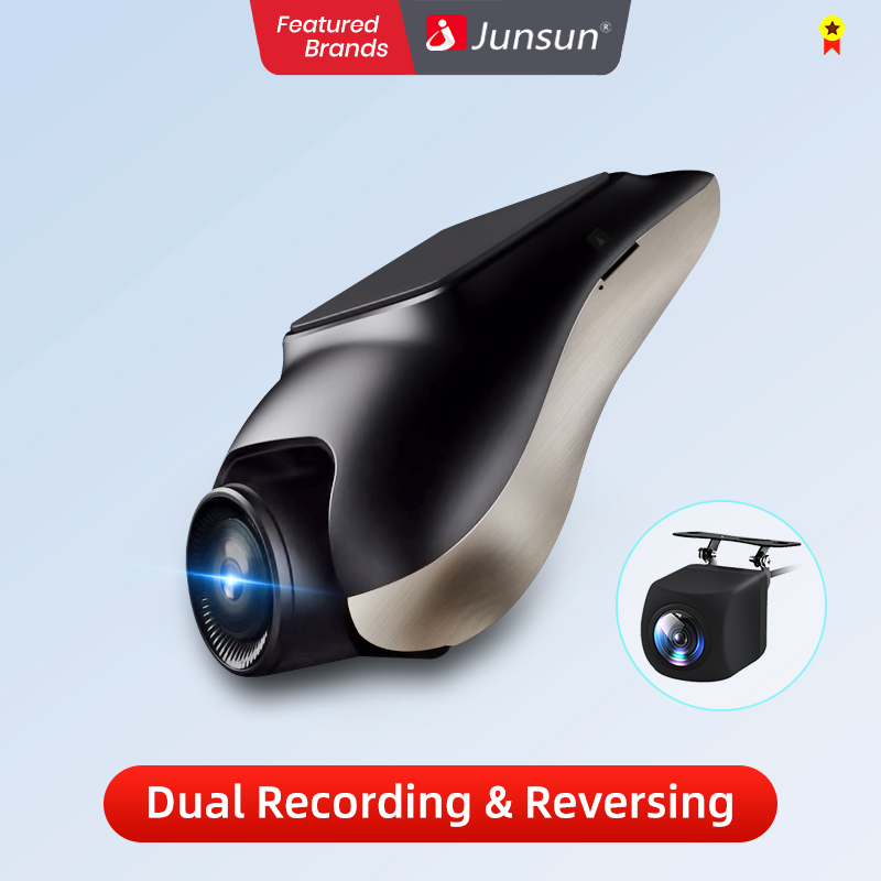 Junsun Dashcam Baru 1080P ADAS Mini DVR Mobil 120 ° Perekam Video Mobil Tersembunyi Tipe Dash Cam untuk Android, Mendukung Kamera Mundur untuk Parkir