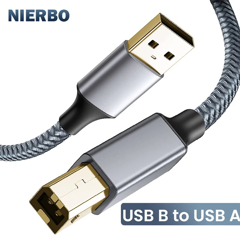 NIERBO USB B auf USB A Druckerkabel USB 2.0 Stecker auf Stecker Scannerkabel Hochgeschwindigkeitsdruckerkabel für HP Canon Epson Dell Lexmark