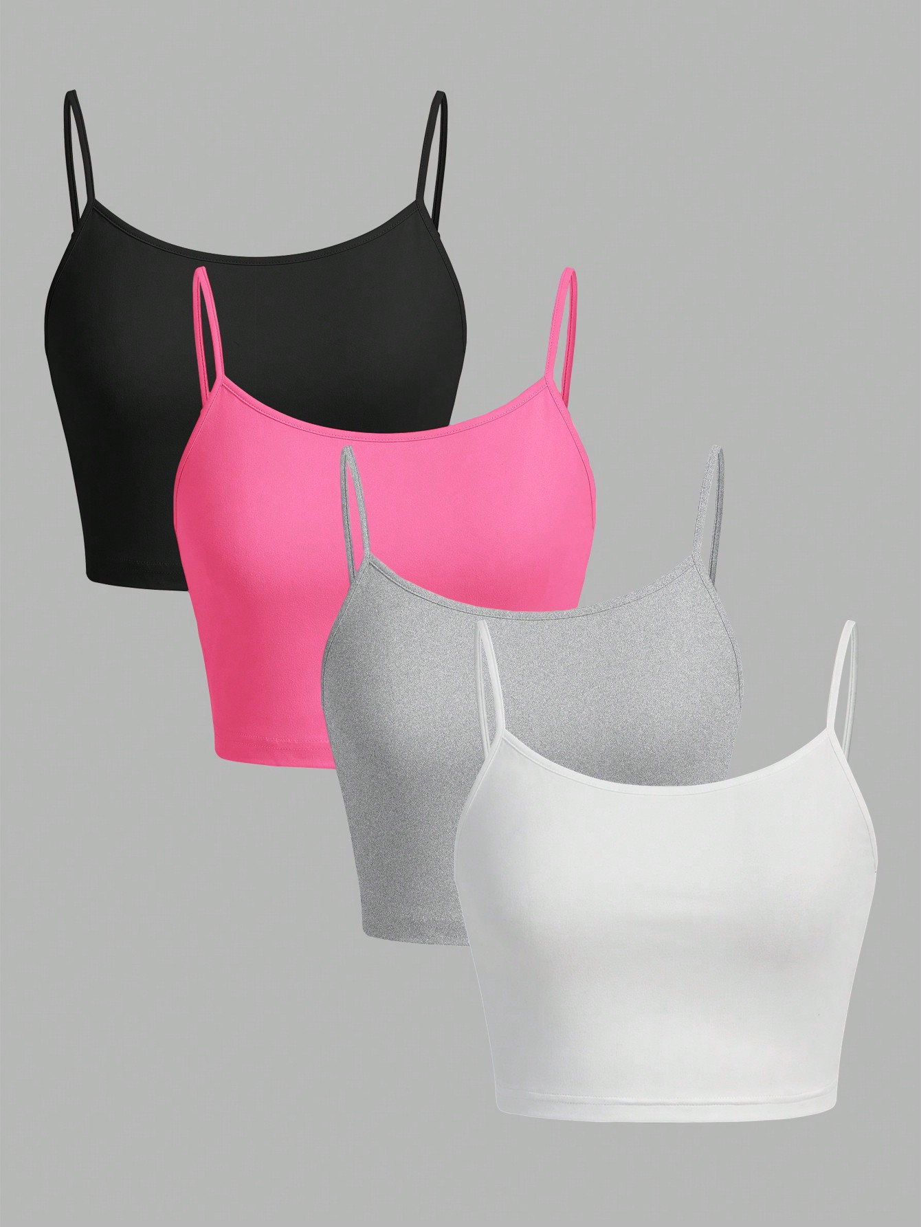 4-teiliges Set Sexy Sommer-Tanktops für Damen, Einfarbig, Verstellbar, Bequeme Weste, Weiche Mädchen- und Damen-Crop-Tops