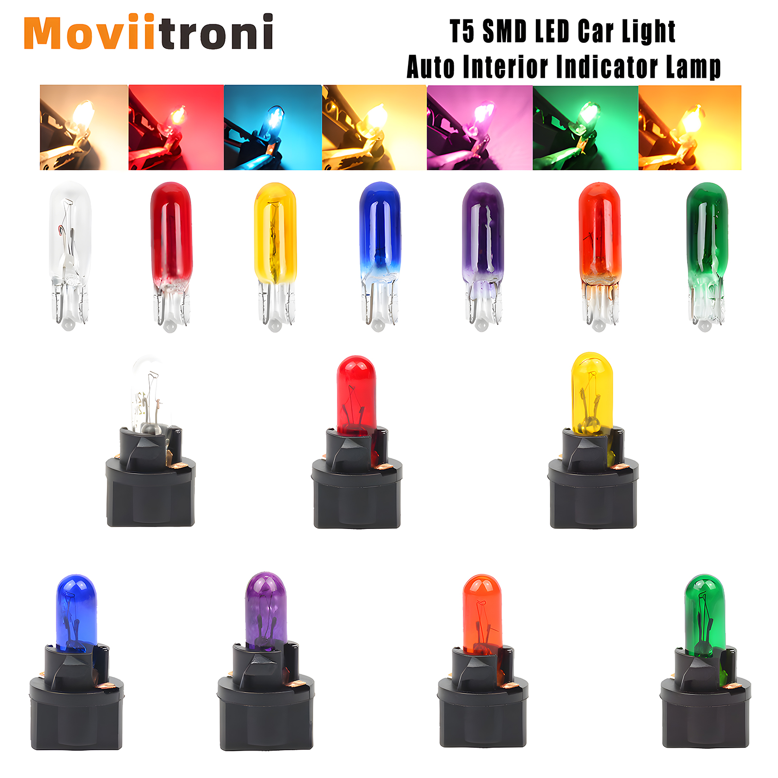 5 sztuk T5 SMD LED oświetlenie samochodowe samochody dioda elektroluminescencyjna Instrument wskaźnik deski rozdzielczej żarówki Auto wnętrze lampka kontrolna