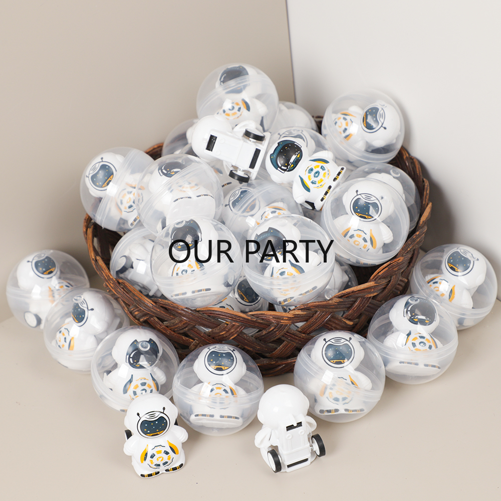 10Pcs Motyw kosmosu Astronauta Samochody do ciągnięcia Kapsułka Jajko Kulka Niespodzianka Puzzle Zabawka dla dzieci Urodziny Party Ulubione Goodie Bag