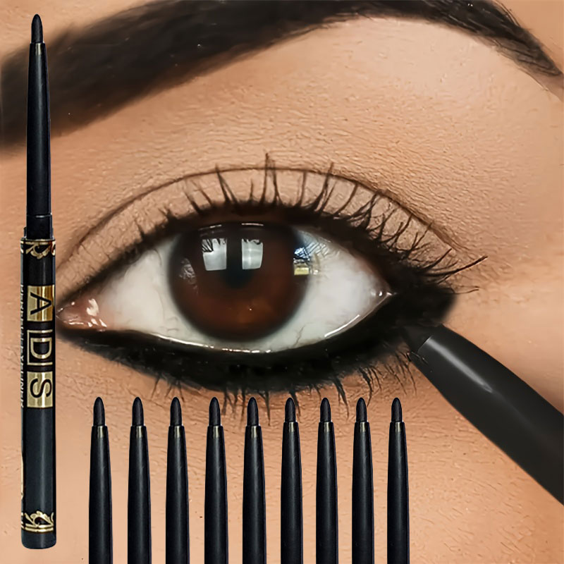 3PCS/9PCS Langdurig waterdicht zwart eyelinerpotlood - Vlekbestendig Zweetbestendig voor gedurfde oogmake-up, ideaal cadeau