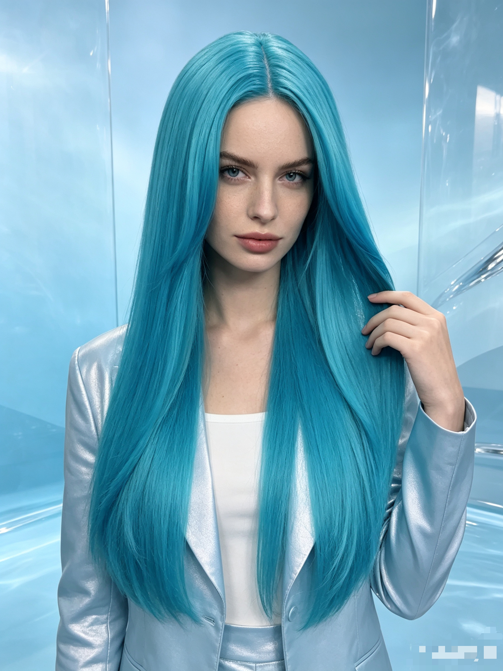 Blauwe lange rechte synthetische pruik met pony, natuurlijk stijlhaar voor dagelijks gebruik, cosplay en feestjes
