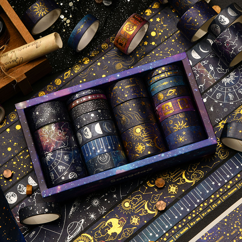20 pièces univers Washi bandes Scrapbooking fournitures ruban de masquage ciel étoilé Journal Journal Cinta Adhesiva Decorativa Washi ruban ensemble
