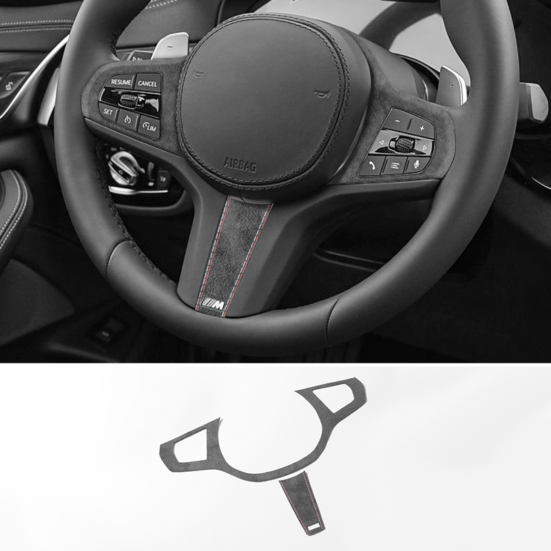 ทําจาก Alcantara สําหรับ BMW G30 G20 G28 G21 G11 G12 F40 Z4 G32 พวงมาลัยรถสติกเกอร์ปุ่ม Trim กรอบอุปกรณ์ตกแต่งภายใน