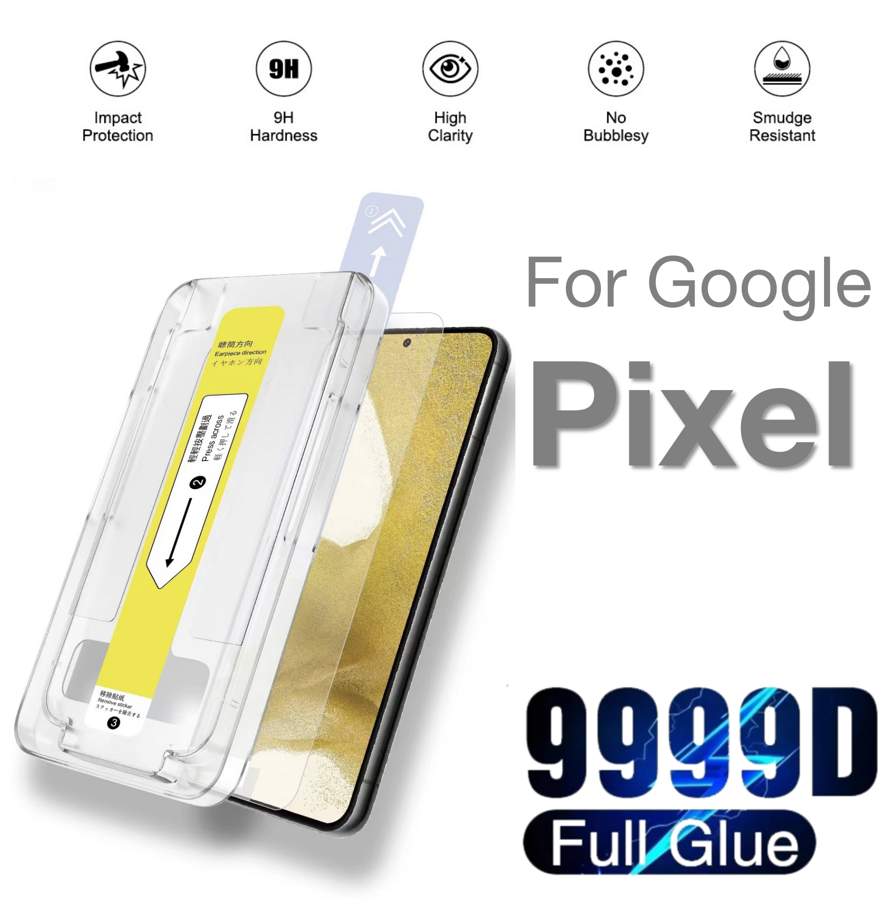 For Google Pixel 11 9a 8 Pro 7a 7 6a 8a 9 10 XL 5G Screen Protector Tempered Glass Protective Easy Install Auto-Dust Removal Kit