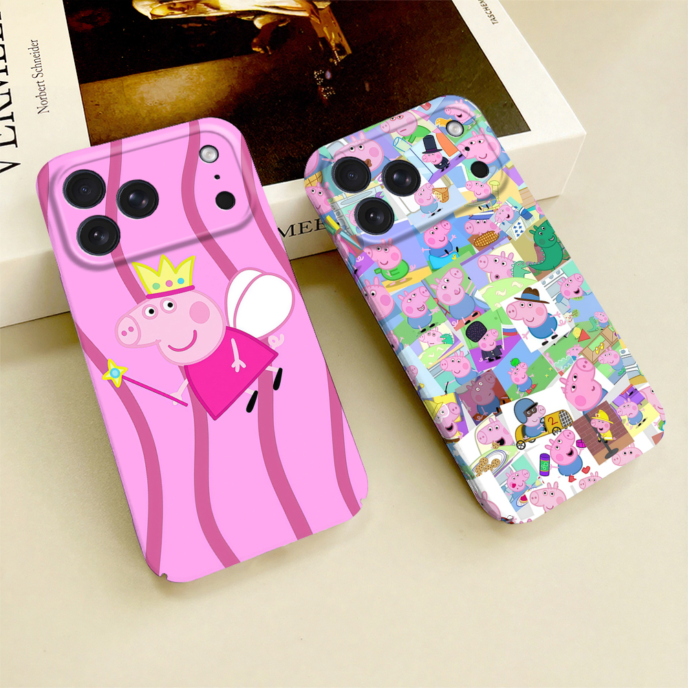 Cover per iPhone 17 16 15 14 13 12 11 Plus Pro Max Mini Lucida HD Rigida con Pellicola Protettiva - Peppa Pig