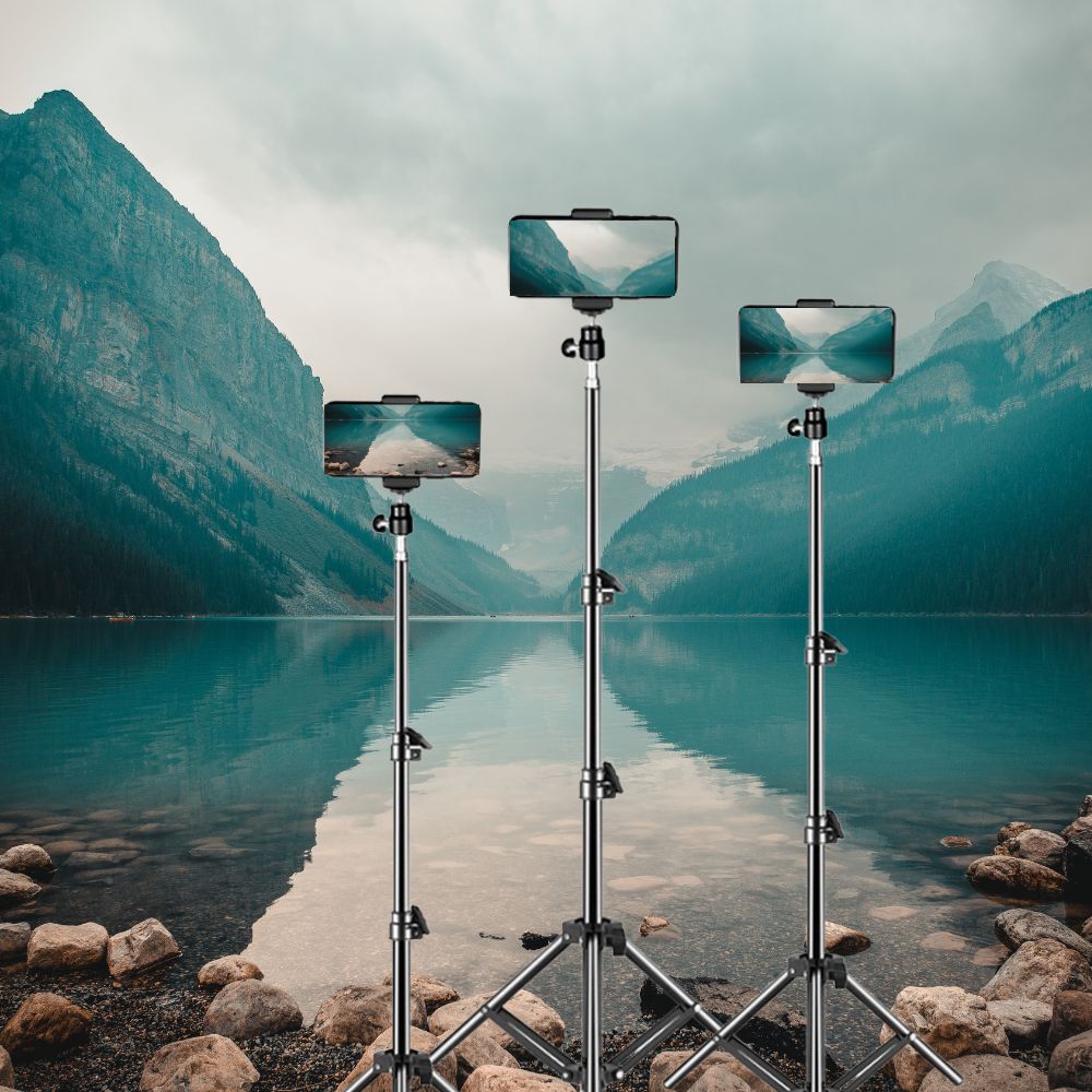 Tripod dudukan ponsel, Tripod yang dapat disesuaikan untuk ponsel, tongkat Selfie, dudukan lampu 1/4 kepala sekrup untuk Studio foto, berkedip, fotografi