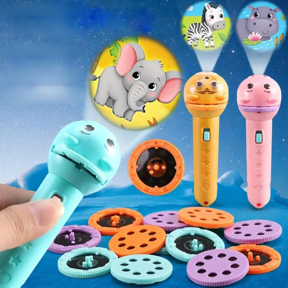 Padrão animal lâmpada de projeção de mão, lanterna infantil, brinquedos interativos, educação precoce, pai-filho
