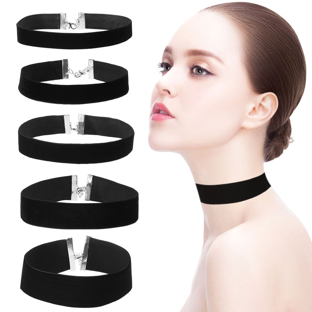 1pc klassische Vintage Samt Halsreif elegante breite kantige schwarze Halskette Band 90er Jahre Retro Gothic Goth verstellbare elegante Band