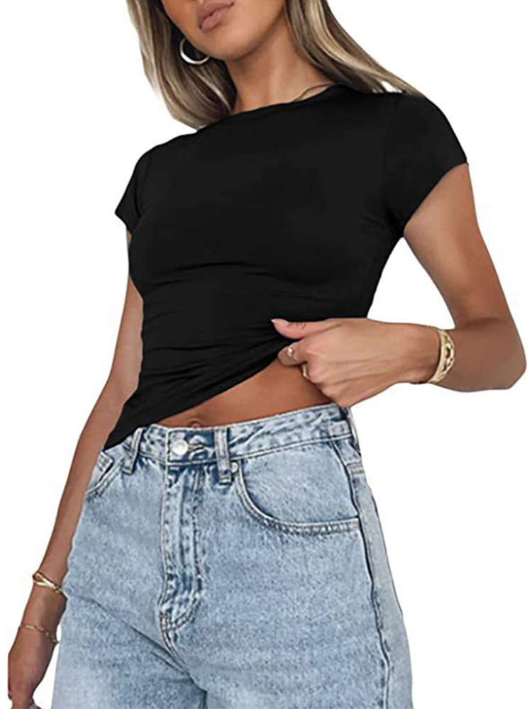 Damskie topy typu crop top w stylu Y2K vintage Harajuku, jednokolorowe, estetyczne, letnie bluzki bez ramiączek na rok 2026, codzienna odzież vintage.
