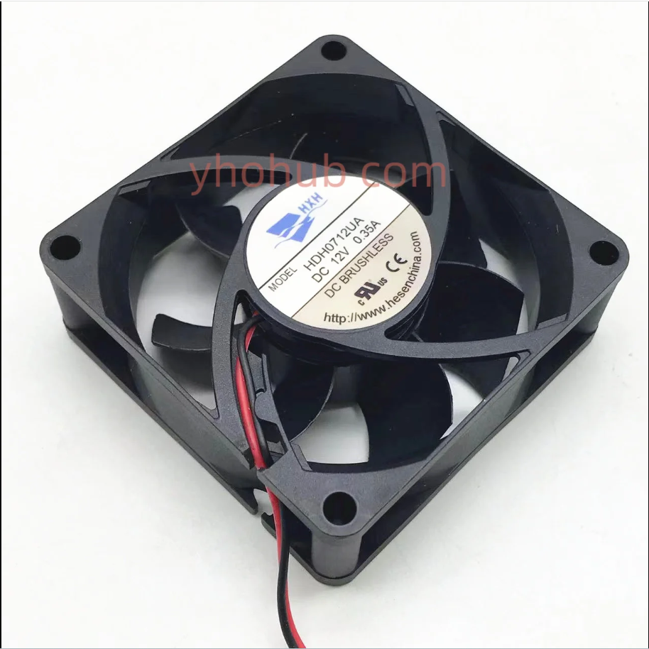 HXH HDH0712UA DC 12V 0.35A 70x70x25mm Ventilateur de refroidissement de serveur à 2 fils