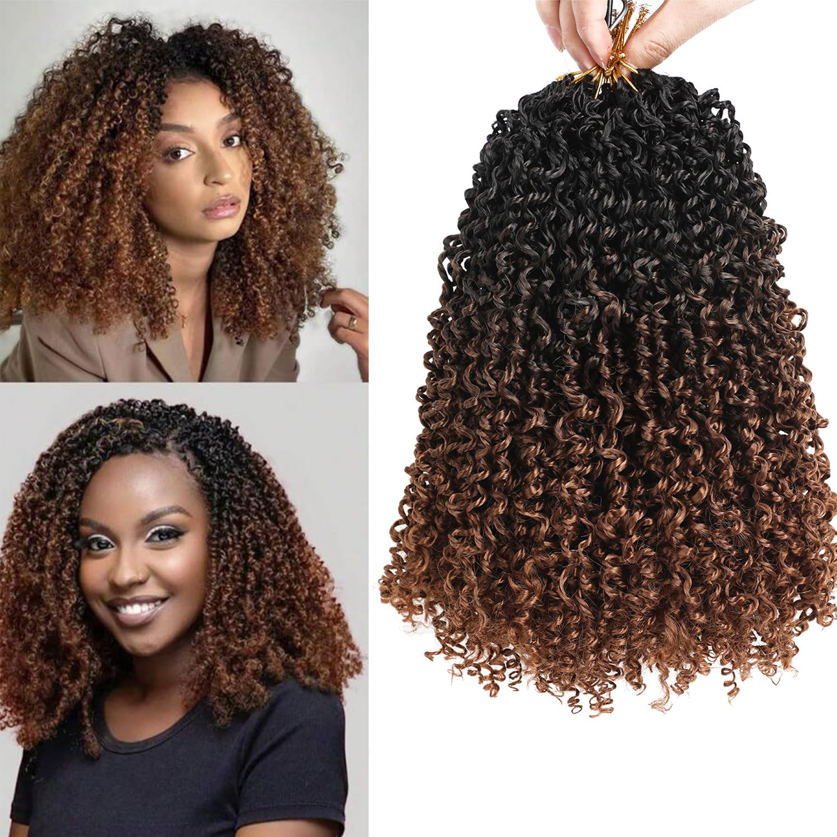 Ekstensi Rambut Crochet Yanky Twist, Panjang 8" 10" 12" 14", 7 Buah/Paket, Rambut Kepang Sintetis Sempurna untuk Halloween Natal