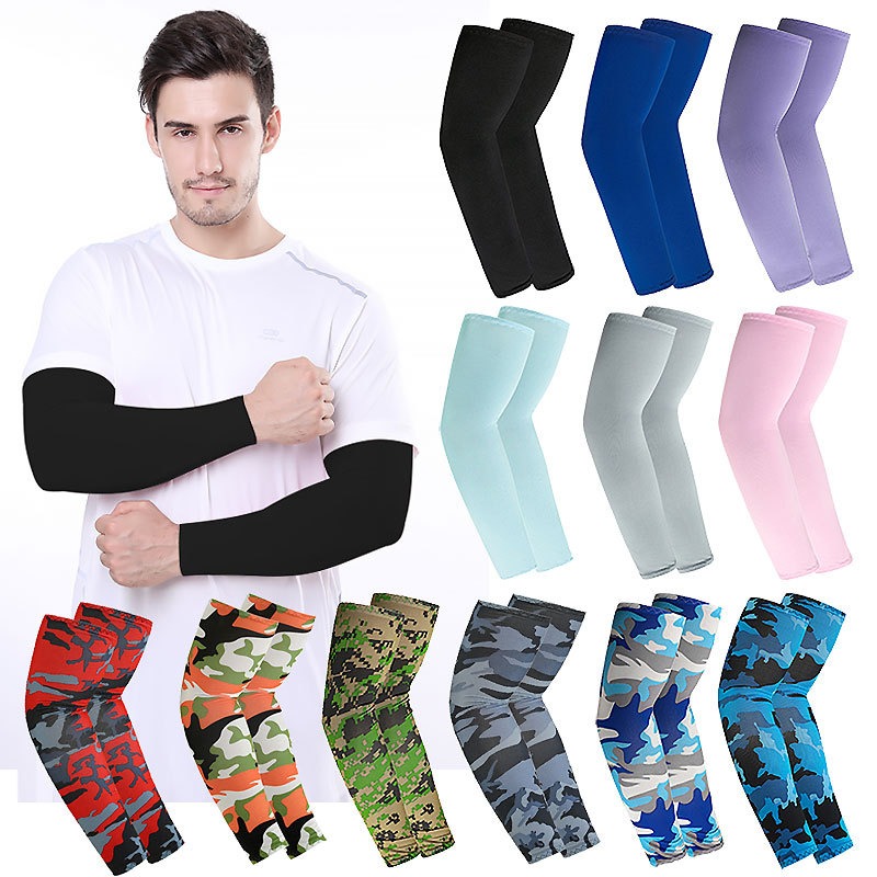Mangas longas de seda gelo para homens e mulheres, braço anti-queimaduras solares, mangas novas de mão frescas, manga anti-UV, sem dedos, verão
