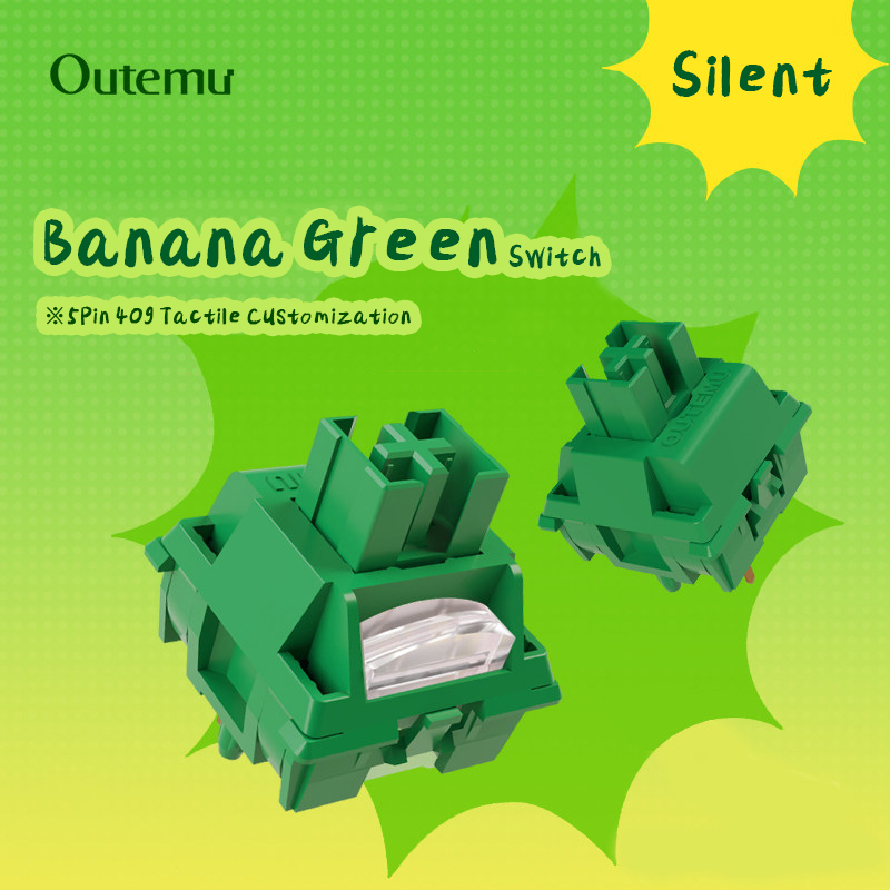 Outemu Banana Green Switch Silent 5 Pin 40g Tactile Pre-lubed Switches Hot Swap Untuk Keyboard Mekanik DIY AULA AJAZZ MCHOSE