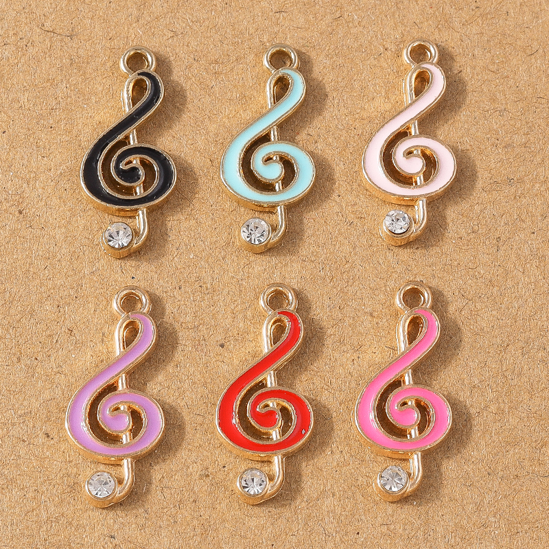 Breloques mignonnes en émail cristal Note de musique pour bijoux, collier exécutif, boucles d'oreilles, bracelet à bricoler soi-même, accessoires, fournitures, 10 pièces