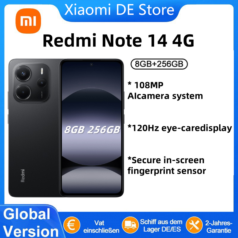 Globalna wersja smartfona Redmi Note 14 4G z wbudowanymi funkcjami AI, automatycznie optymalizującymi zdjęcia, telefony komórkowe z 6,67-calowym wyświetlaczem AMOLED FHD.