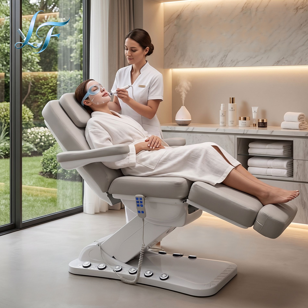 Sillón de Examen Reclinable Eléctrico Negro de 3 Motores, Estético, para Tatuajes, Spa, Masajes, Cosmética y Belleza Facial