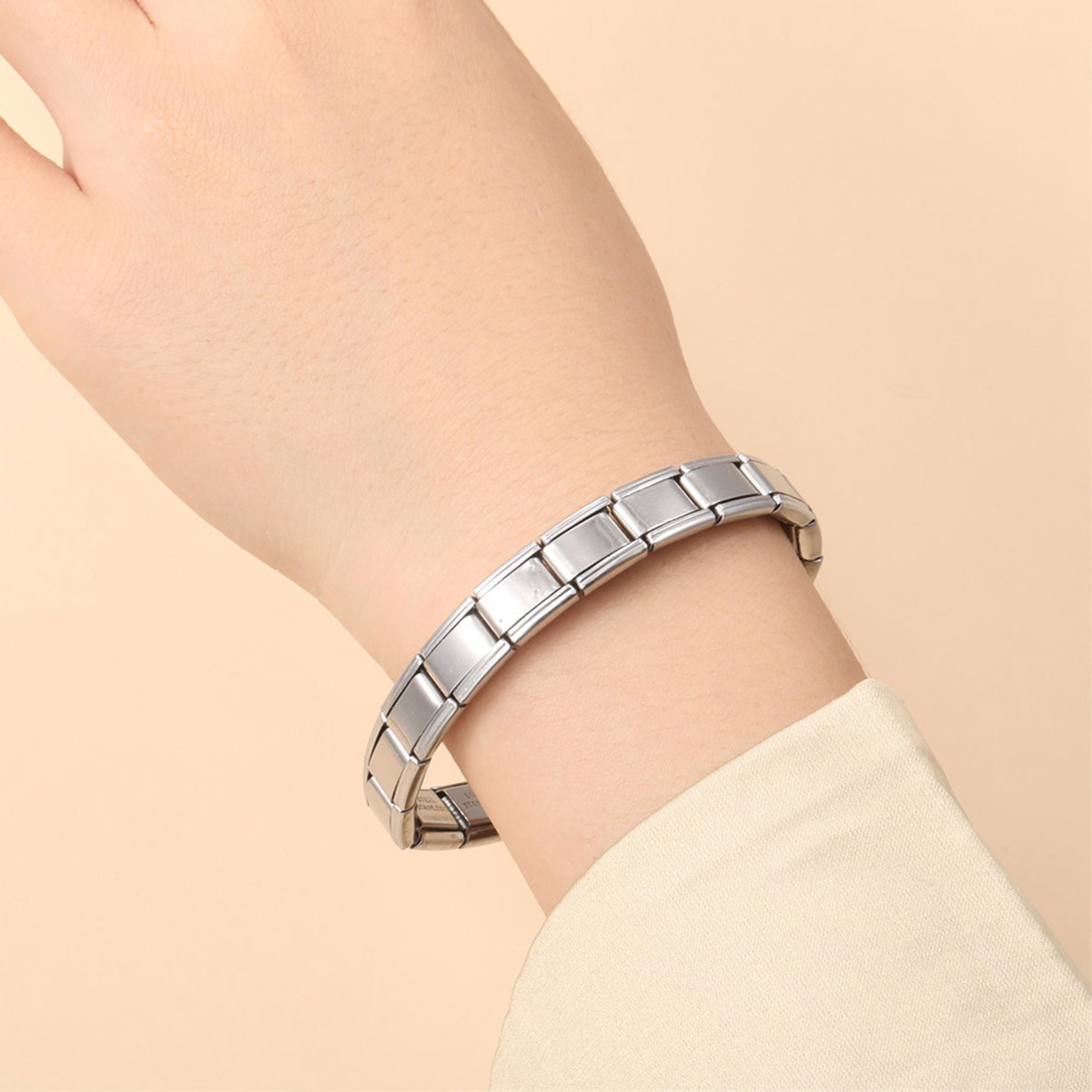 แฟชั่นสร้อยข้อมือกําไลข้อมือเงินกว้างอิตาเลี่ยน Elastic Charm สร้อยข้อมือออกแบบผู้ชายผู้หญิง DIY เครื่องประดับสไตล์ใหม่ของขวัญ