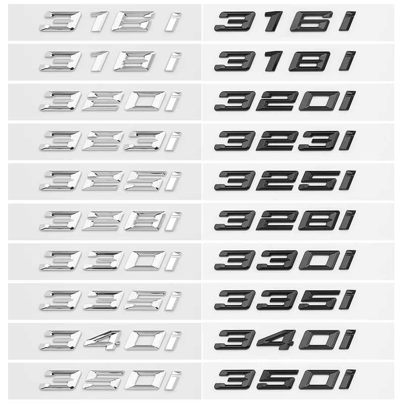 新しいフォント番号 316i 318d 320i 325i 文字 328d 330i 340i GT バッジ ABS 3 シリーズ E90 E46 F30 車のリアエンクロージャステッカー