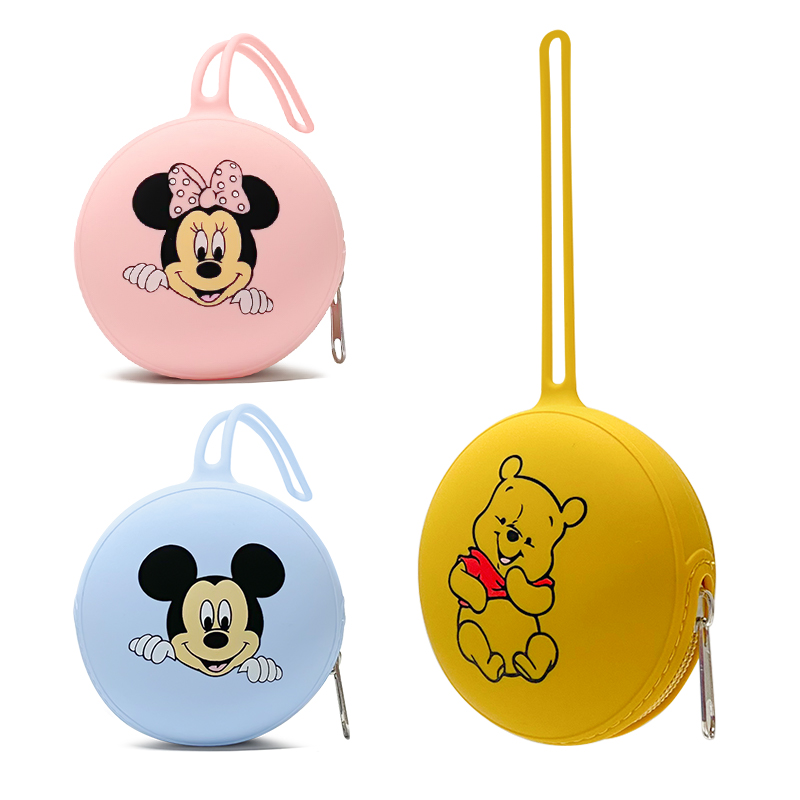 1 pçs disney silicone saco de mamilo do bebê é fácil de transportar silicone bebê produto comestível pingente diy acessórios brinquedo do bebê acessórios presente