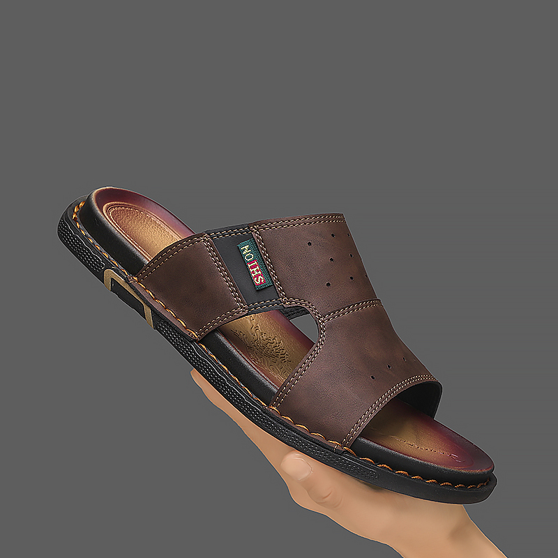 Supergrote herensandalen Klassieke leren pantoffels 2026 Zomer Nieuwe zwarte pantoffels met zachte zolen Lichtgewicht outdoor herenpantoffels
