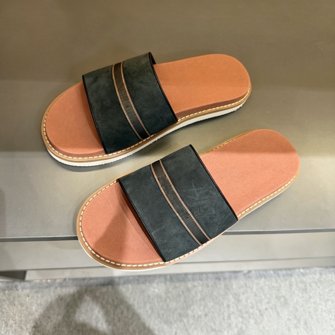 Luxusmarke Herrenschuhe Modische Pantoffeln Urlaubsgeschenke Handgefertigte Ledersandalen Strand-Slides Sommer-Spaziergang Leichtgewichtig Rutschfest