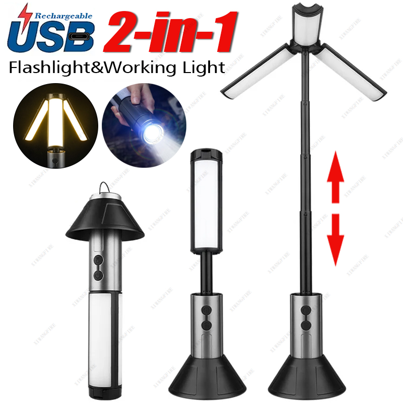 Wiederaufladbare Outdoor Camping Licht Zelt Lampe Tragbare Faltbare Taschenlampe Notfall Power Bank Arbeit Flutlicht