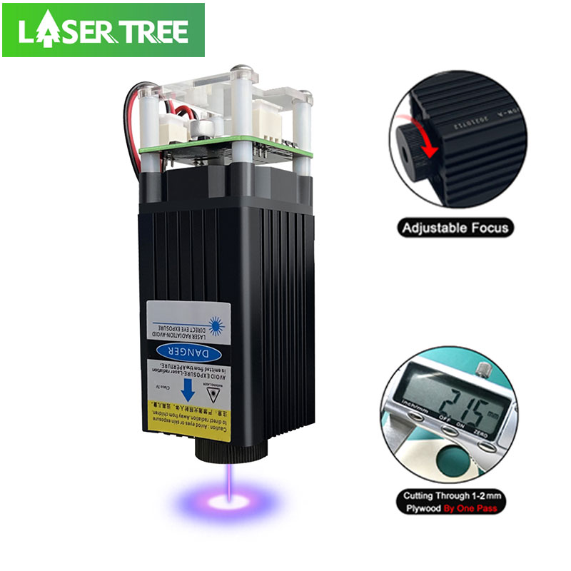LASER TREE LT-20W-A Módulo láser de 4W 450nm TTL cabezal de grabado láser de luz azul para corte láser grabado herramienta de creación de madera DIY
