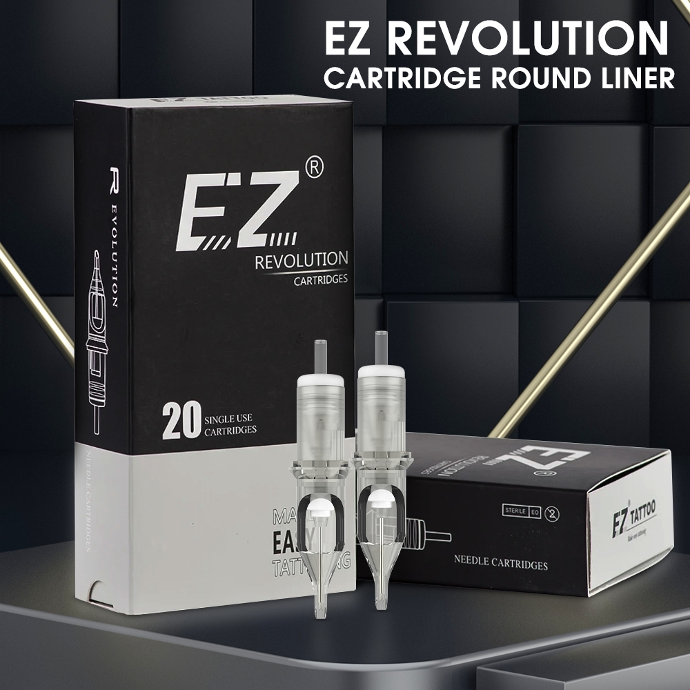 20 piezas cartucho de agujas de tatuaje EZ Revolution revestimiento redondo # 12 # 10 cónicos regulares para cartucho de tatuar agujas máquina pluma