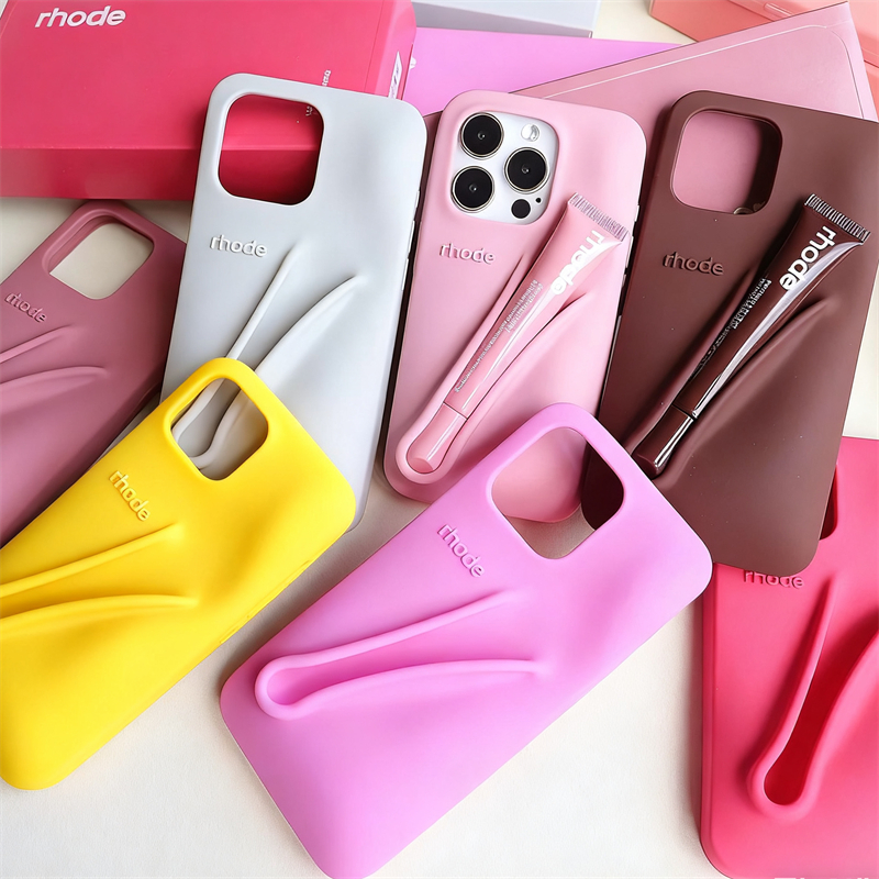 メイクアップブランド「レモンティーニ」ドーパミンリップグロスケース iPhone 15 16 17 ProMax 12 13 14 Air Pro Max Plus対応 口紅ホルダー付きスマホケース