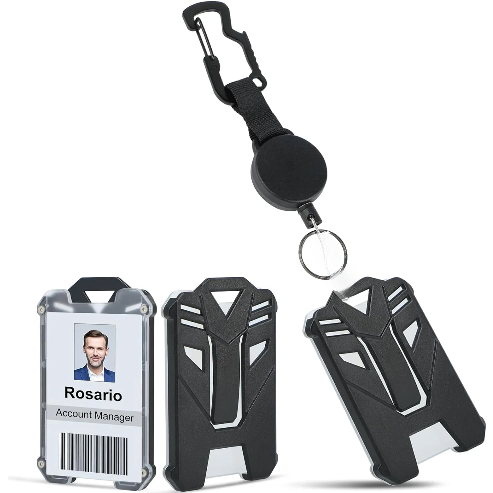 1 ชิ้นพวงกุญแจแบบพับเก็บได้ Badge คลิปผู้ถือบัตรแบบพับเก็บได้ขยายพวงกุญแจเชือกลวดเหล็กขยายได้ Key Lanyard