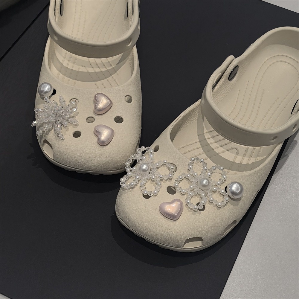 Nuovo Set di Decorazioni per Scarpe Mary Jane con Perle, Fiori, Fiocchi e Cristalli