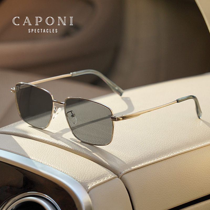 CAPONI แว่นตากันแดดสำหรับผู้ชาย Polarized Photochromic แว่นตาการขับขี่กลางแจ้ง UV400 Anti-Glare คลาสสิกผู้ชายแว่นตา BS8086