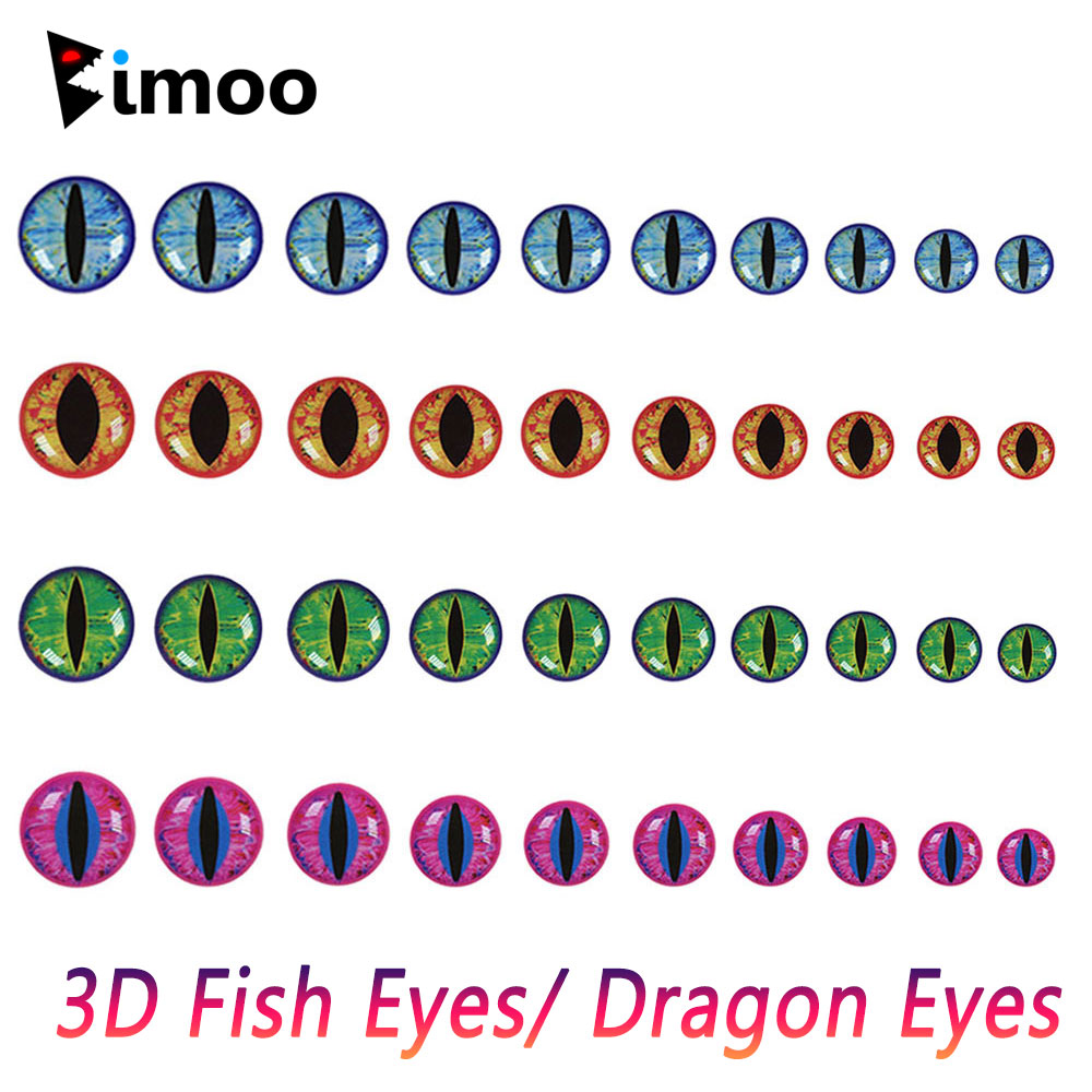 Bimoo 100 stücke Holographische 3D Epoxy Fisch Augen Drachen Augen Für Streamer Salzwasser Fliegen Jig Köder Angeln Köder Machen 3mm ~ 12mm