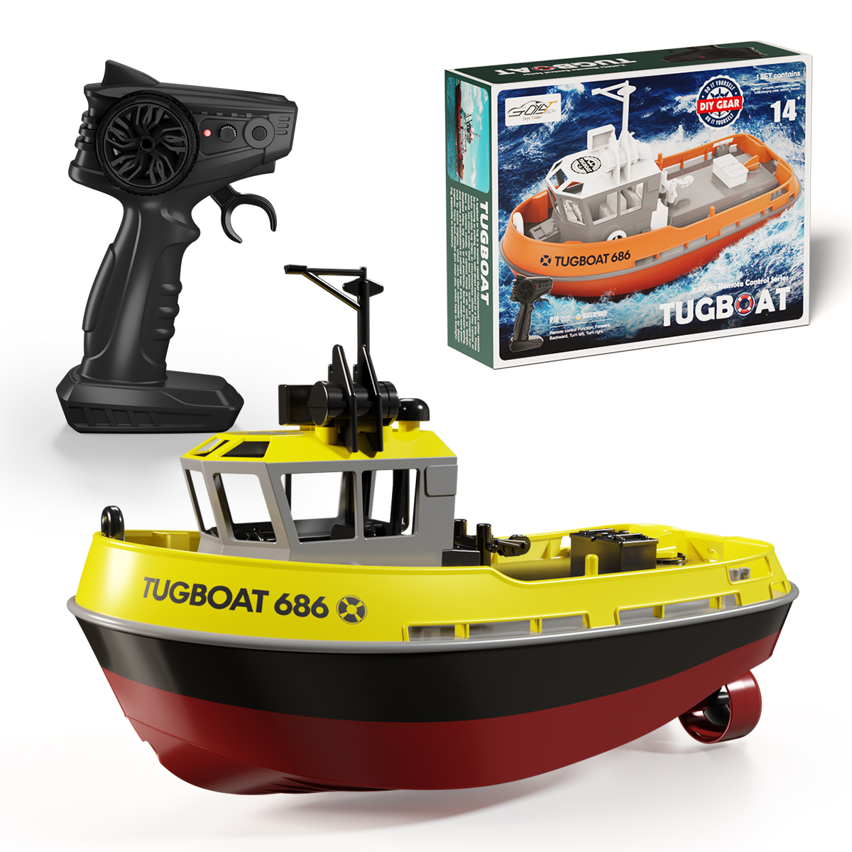 Perahu RC 686 Motor ganda kuat, mainan Model kapal Remote Control 1/72G nirkabel Radio kontrol pengiriman untuk anak laki-laki