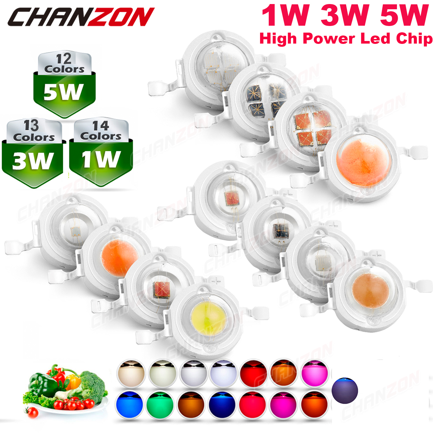 Warme natürliche Kaltweiß 1W 3W 5W High Power Smd Led Chip Glühbirne UV Orange Rot Blau Gelb Pflanze Wachsen Lampe Emitter Diode Perle