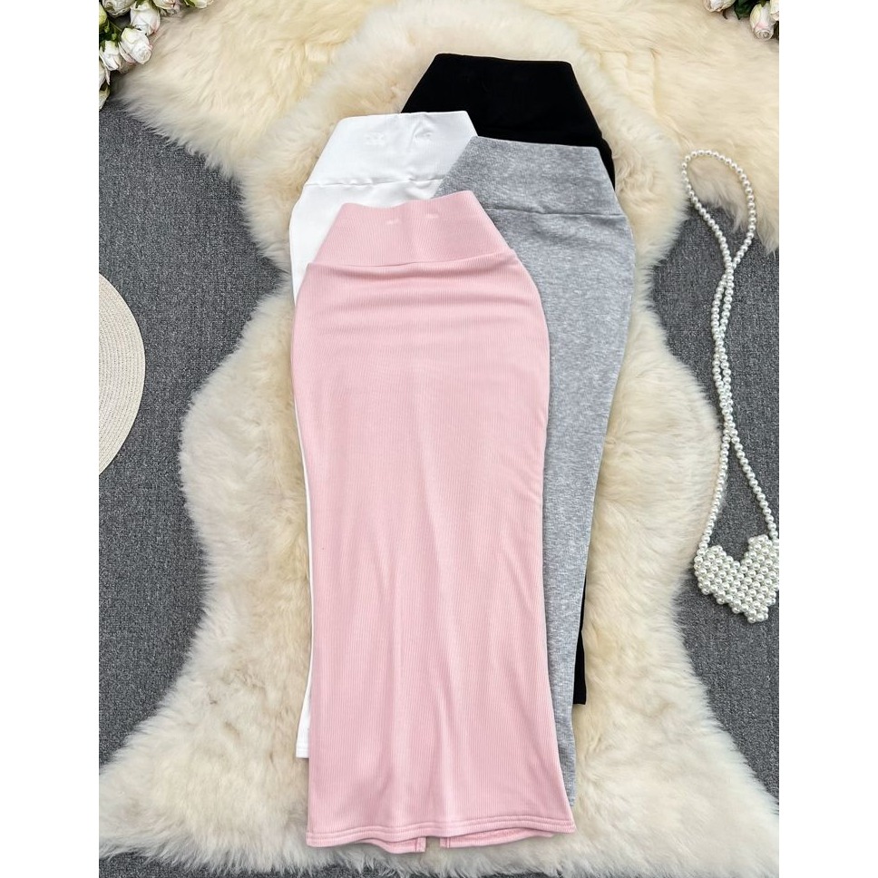 Summer New High Waist Slimming Mid-Length Over-Knee Ba Split Fi Tail f Skirt Women's Flavor Dongda Gate Sle Casual S...