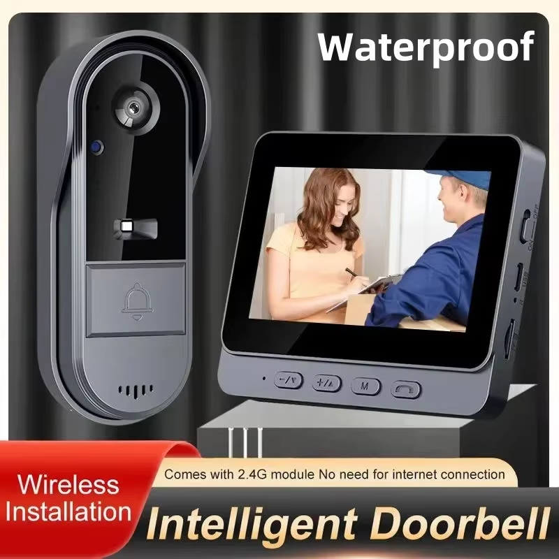 Interphone sans fil sonnette Vision nocturne HD 4,3 pouces lPs écran étanche sonnette caméra intelligente sécurité à domicile vidéo par cloche
