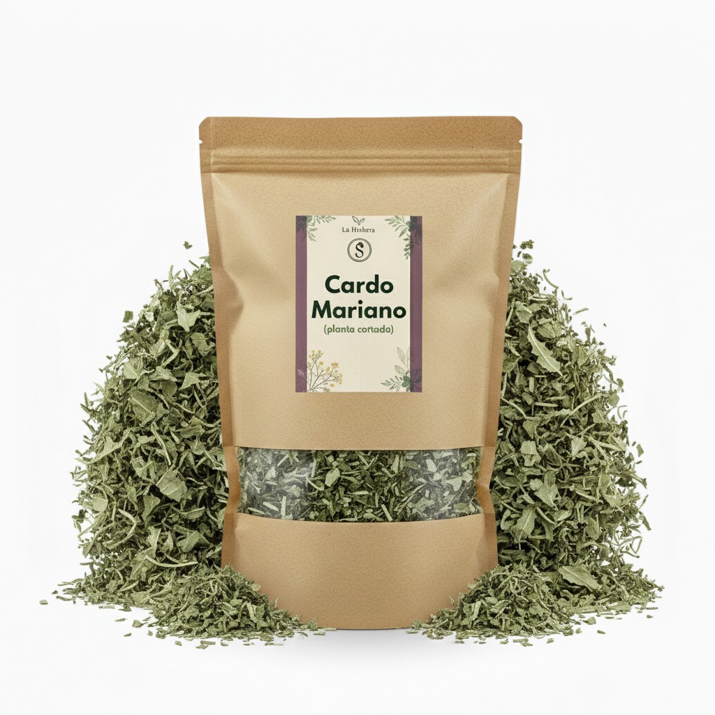 La Herbera |   Cardo Mariano Silybum marianum semilla triturada, Cardo Lechero, Cardo de María |   infusión y uso herbario |   herba seca a granel |   envasado en España, sin aditivos, calidad herbolaria |   Cardo mariano triturado