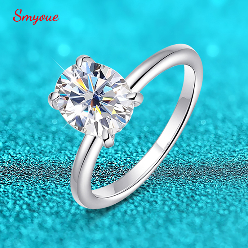 Smyoue – bague en diamant Moissanite plaqué 18 carats, 2/3ct, pour femmes, ovale, coupe fantaisie, ensembles de mariée, Solitaire, bande de promesse de mariage, argent 925