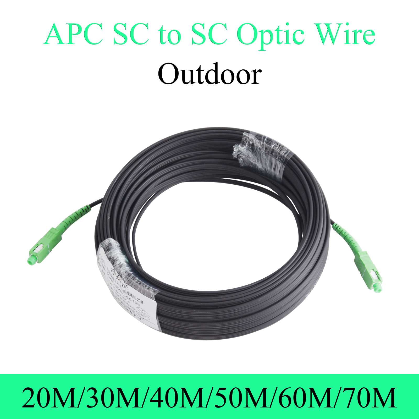 สายไฟเบอร์ออปติก APC SC to APC SC Optical Single-mode 1-core กลางแจ้งสาย Simplex Patch Cord 20 M/30 M/40 M/50 M/60 M/70 M