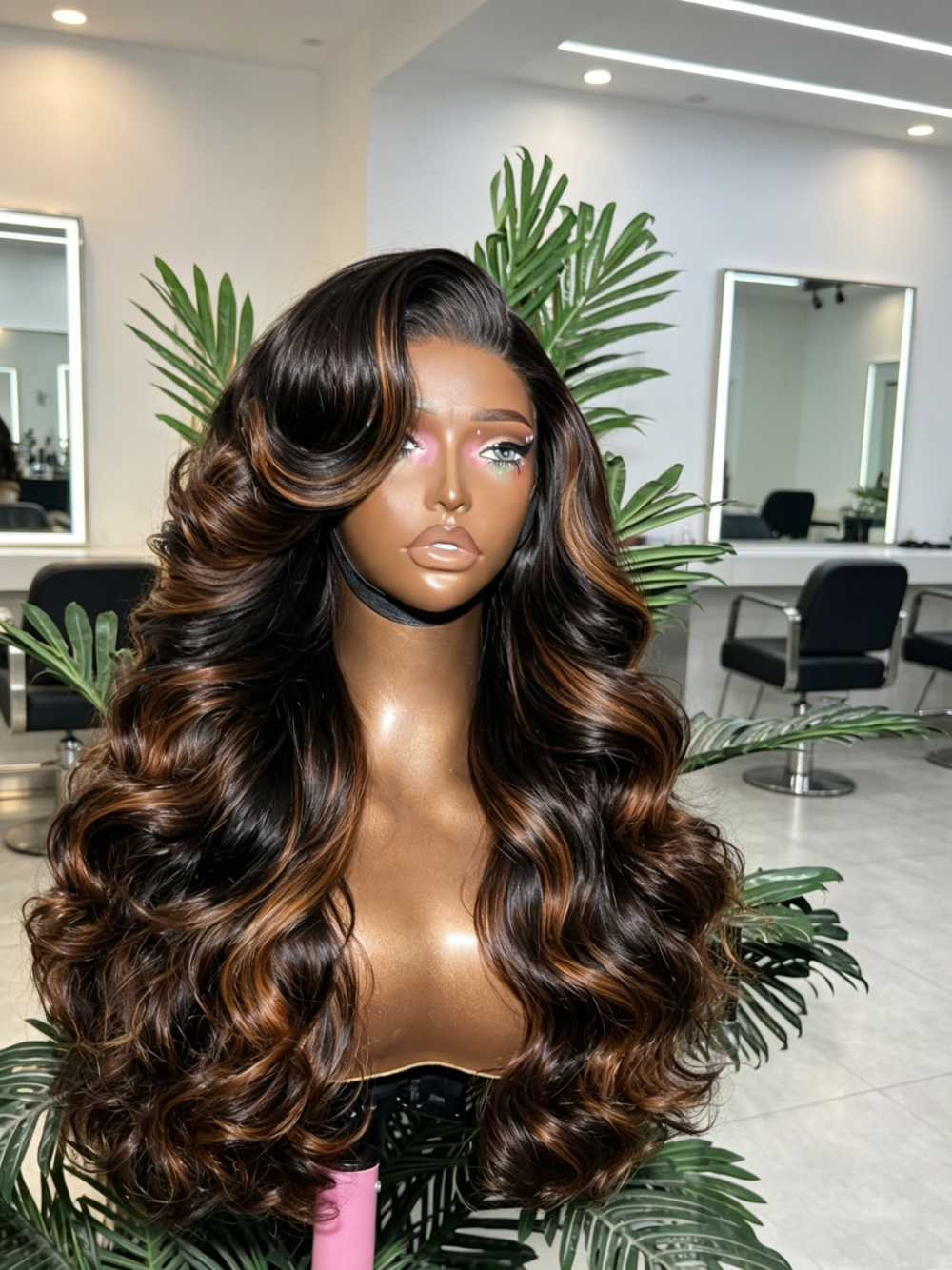 Peruka z ludzkich włosów, 250% gęstości, 1B/30 Balayage, Body Wave, 13x4 Highlight Lace Front, wietnamskie włosy, 30 cali, ombre brąz, peruka typu Lace Frontal z ludzkich włosów.