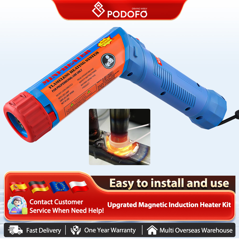 Podofo 1100w kit aquecedor de indução magnética removedor de parafuso de indução portátil para remoção de parafuso enferrujado 3 bobinas ferramenta de reparo de carro